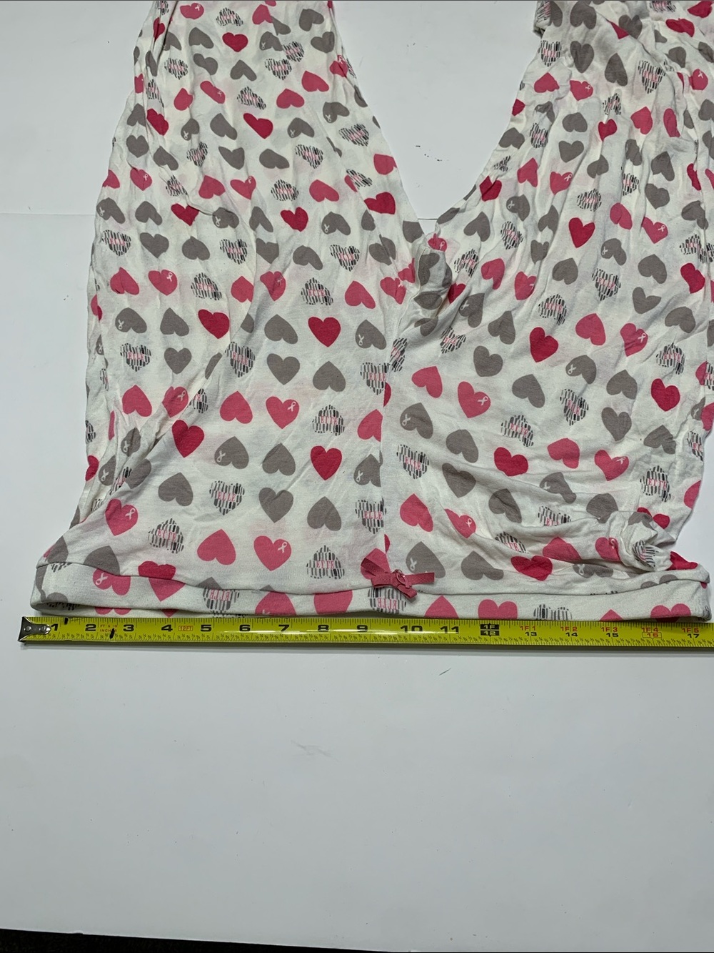 Elle White Pajama Pants with Pink & Gray Heart Print - Picture 4 of 7